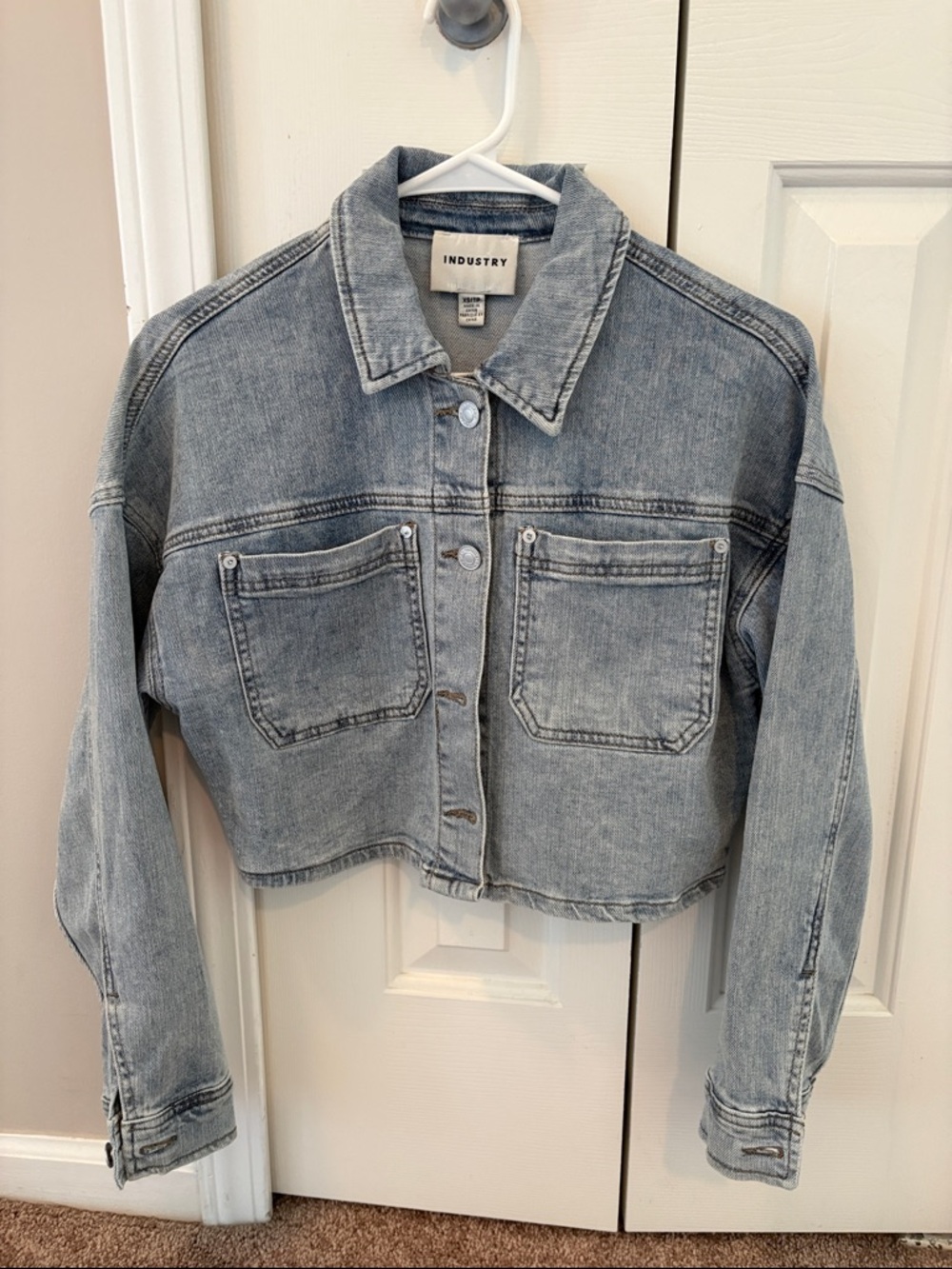 INDUSTRY Light Blue Cropped Denim Jacket